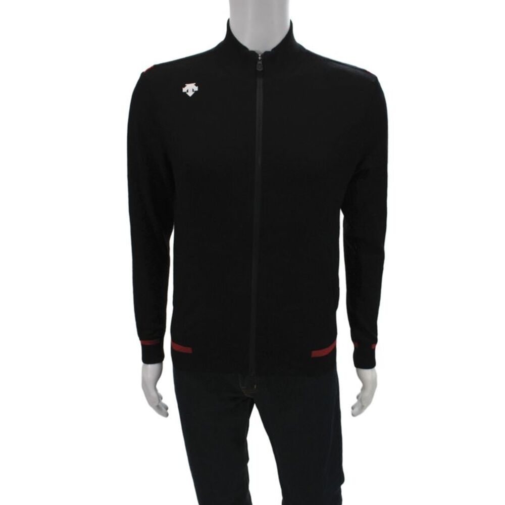 Descente Mens Full Zip Sweater Black Highneck Longsleeve Viscose Blend Size XS